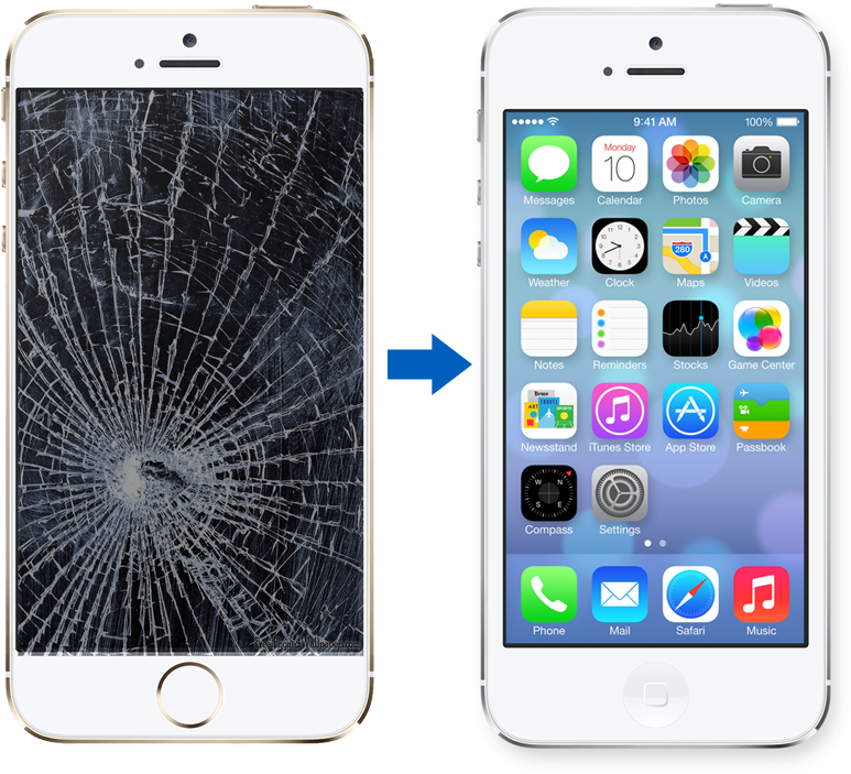 Cracked Screen - Iphone 5 16gb 4g Clipart (800x1343), Png Download