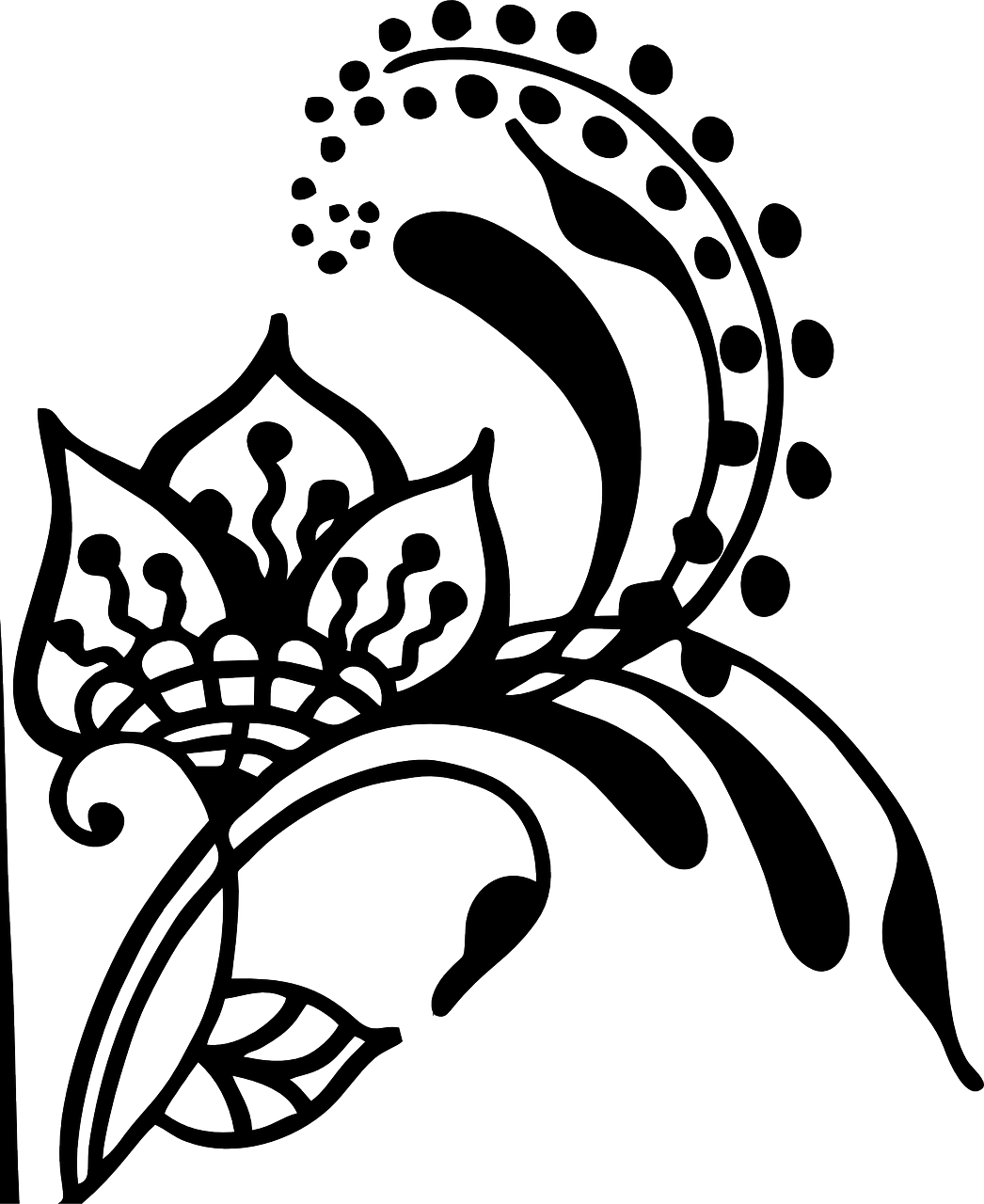 Download Download Flower Henna Vines Swirl Png Image - Black And ...