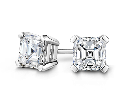 Square Emerald Cut Diamond Stud Earrings - Square Emerald Cut Diamond Earrings Clipart (800x800), Png Download