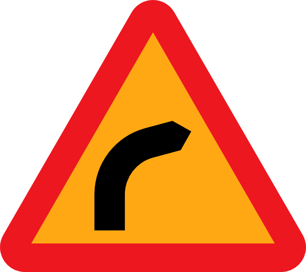 Dangerous Bend Bend To Right Clip Art Free Svg Vector - Right Bend Road Sign - Png Download (600x533), Png Download