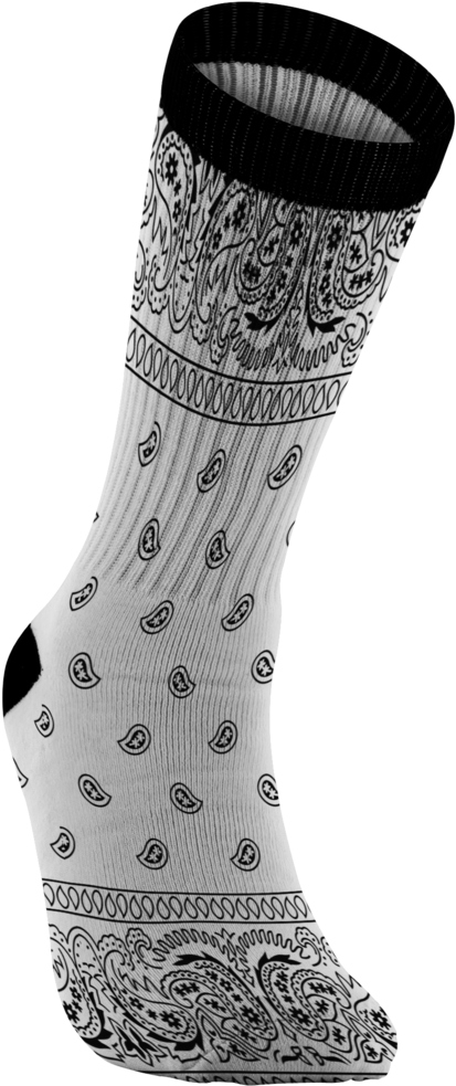 Customized Bandana Print Socks, Unisex, White - Sock Clipart (1024x1024), Png Download