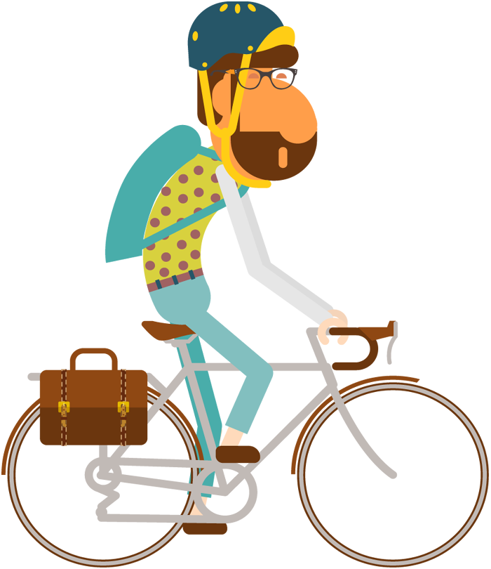 Travel - Cartoon Riding Bike Png Clipart (700x810), Png Download