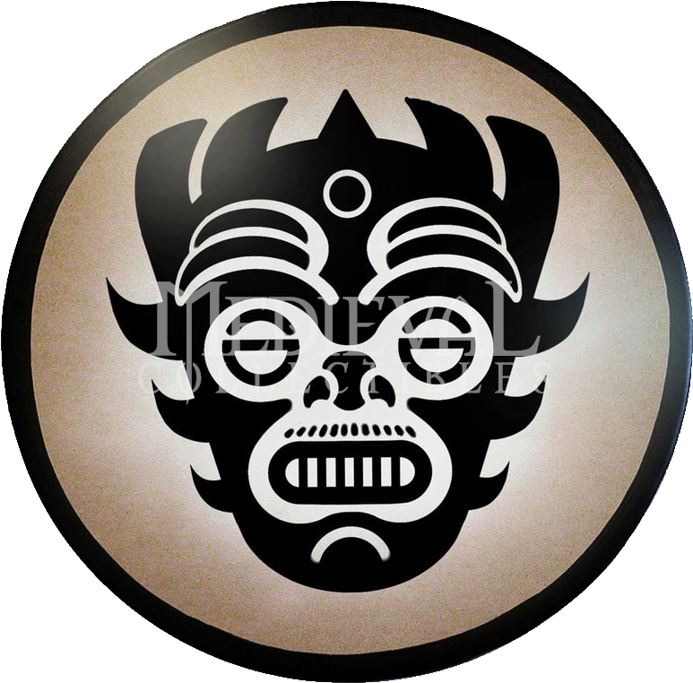 Round Aztec Mask Wooden Shield - Aztec Battle Shields Clipart (773x762), Png Download