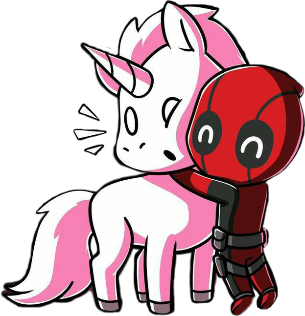 #freetoedit #cute #kawaii #unicorn #deadpool #love - Deadpool Hugging A Unicorn Clipart (623x647), Png Download