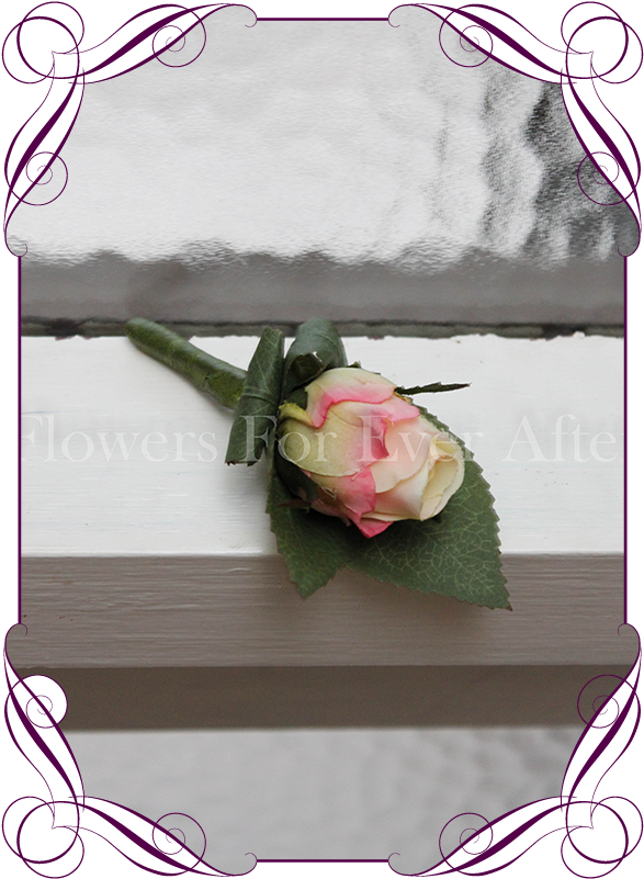 Pastel Coral Groomsman Boutonniere Flowers For Ever - Roses Cake Fuschia Clipart (608x822), Png Download