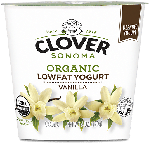 Organic Low Fat Vanilla Bean Yogurt - Clover Yogurt Low Fat Clipart (636x636), Png Download