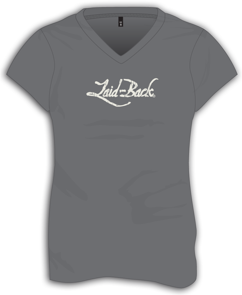 La#back Logo Off White On Charcoal Ladies Chill V Neck - Active Shirt Clipart (775x963), Png Download