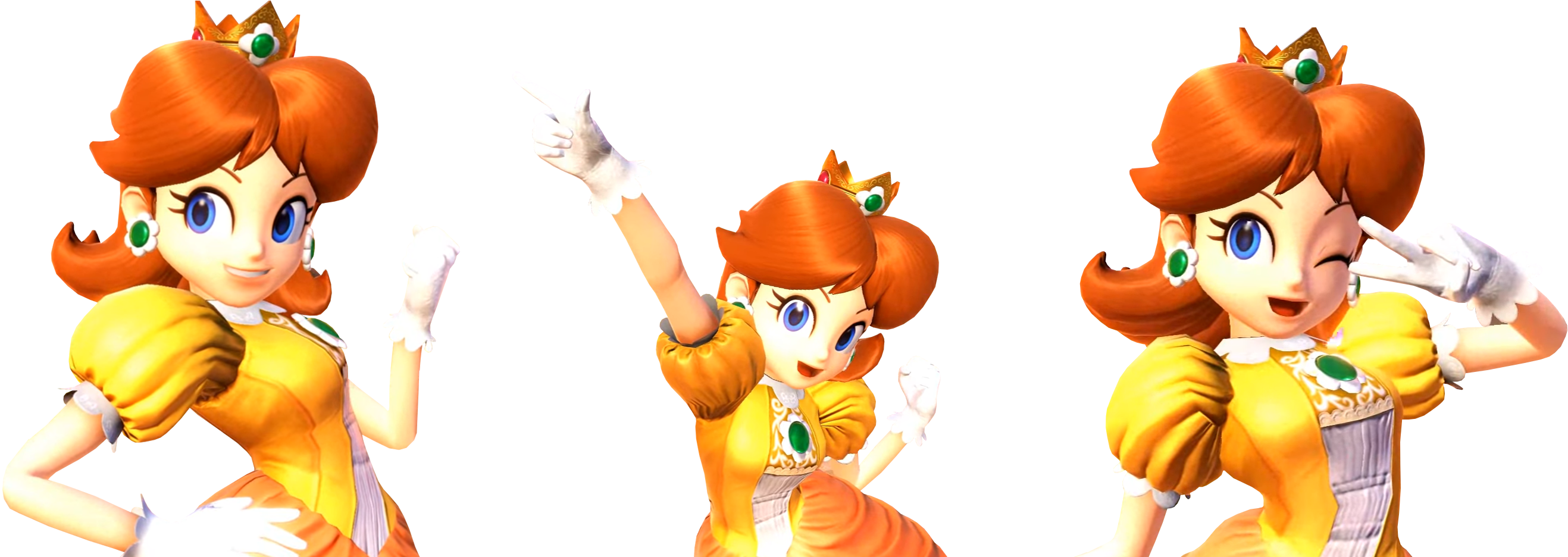 Daisy's Victory Poses From Super Smash Bros Ultimate - Super Smash Bros Ultimate Daisy Victory Poses Clipart (2691x940), Png Download