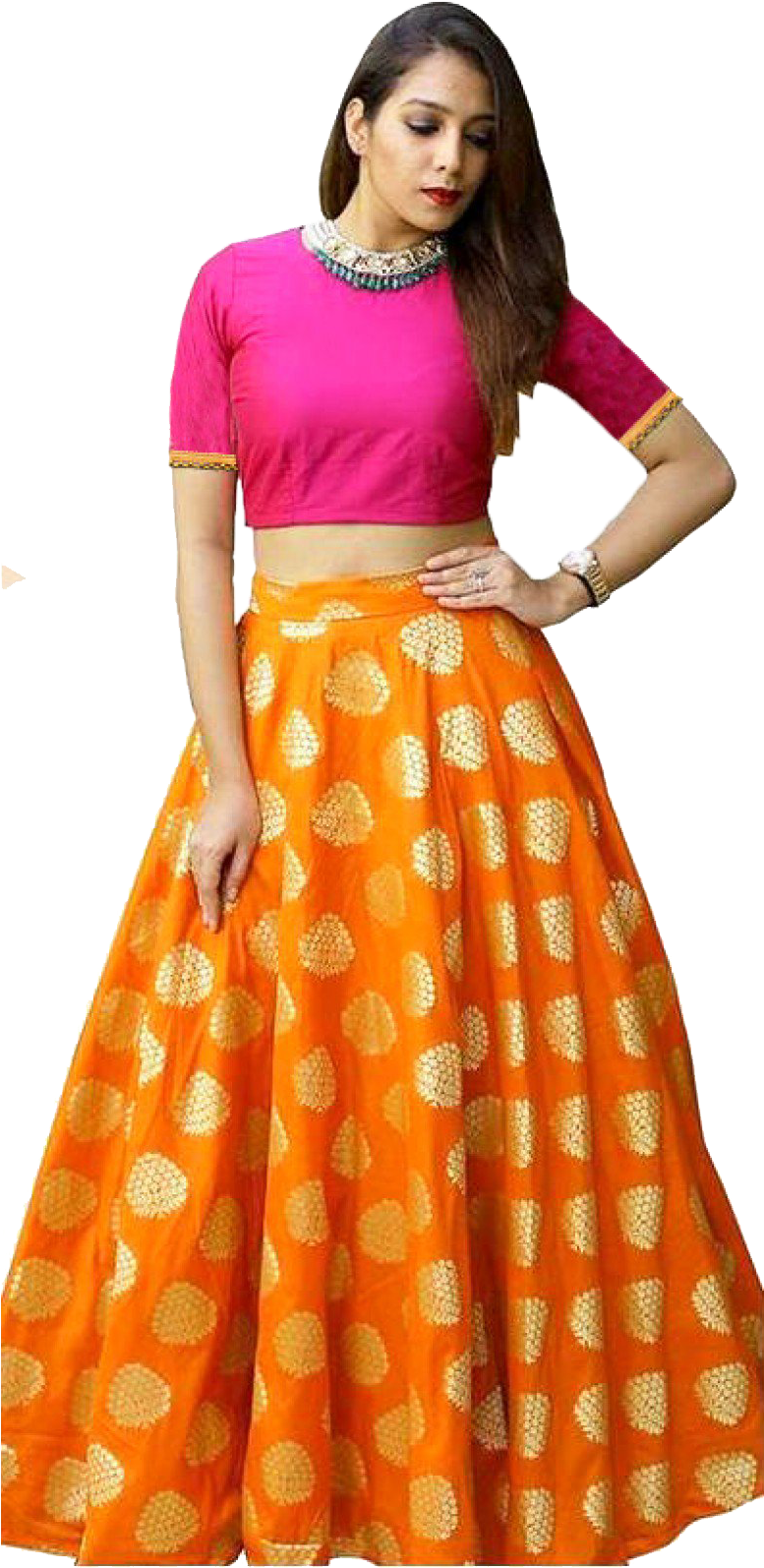 Banarasi Crop Top Lehenga Clipart (1600x1600), Png Download
