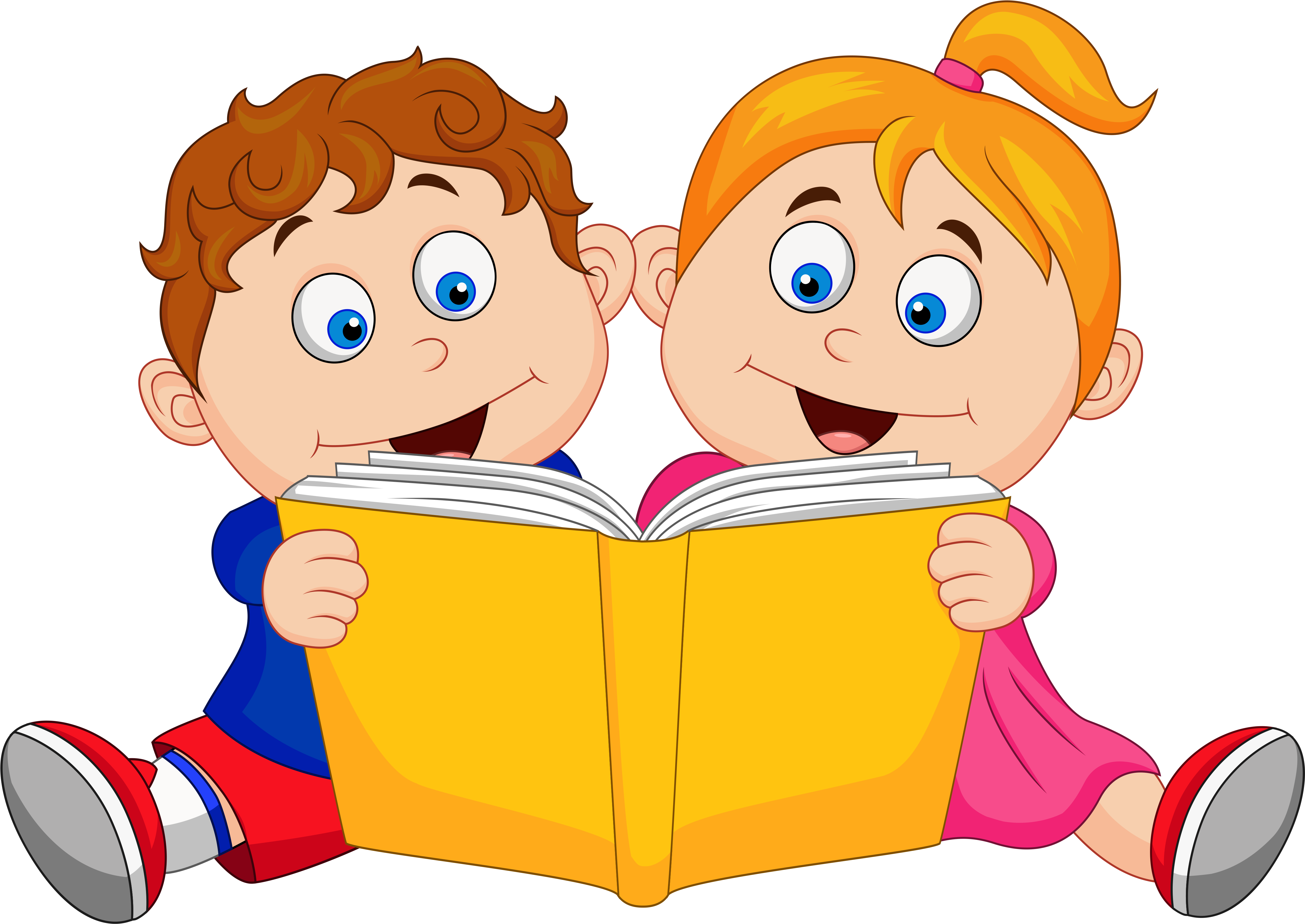 Children Reading Bookscartoongoogle - Read Books Cartoon Clipart (4942x3500), Png Download