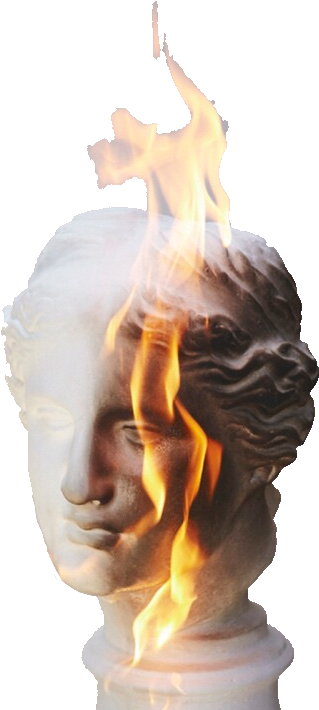 Sculpture Fire Aesthetic Vaporwave Tumblr - Aesthetic Statue On Fire Clipart (500x750), Png Download