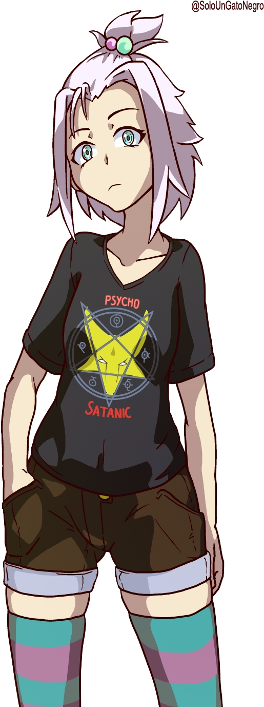 Baphomet And Homika And Etc) Drawn By Soloungatonegro - Satanic Anime Girls Clipart (556x1385), Png Download