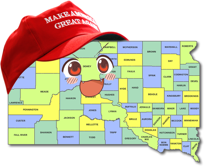 Post - South Dakota County Map Clipart (945x639), Png Download