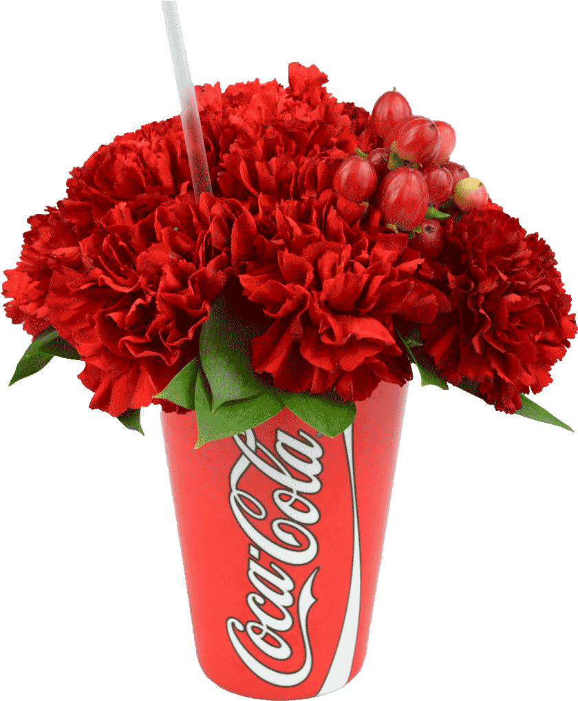 Red Coke Cup With Flowers - Coca Cola Clipart (840x1018), Png Download