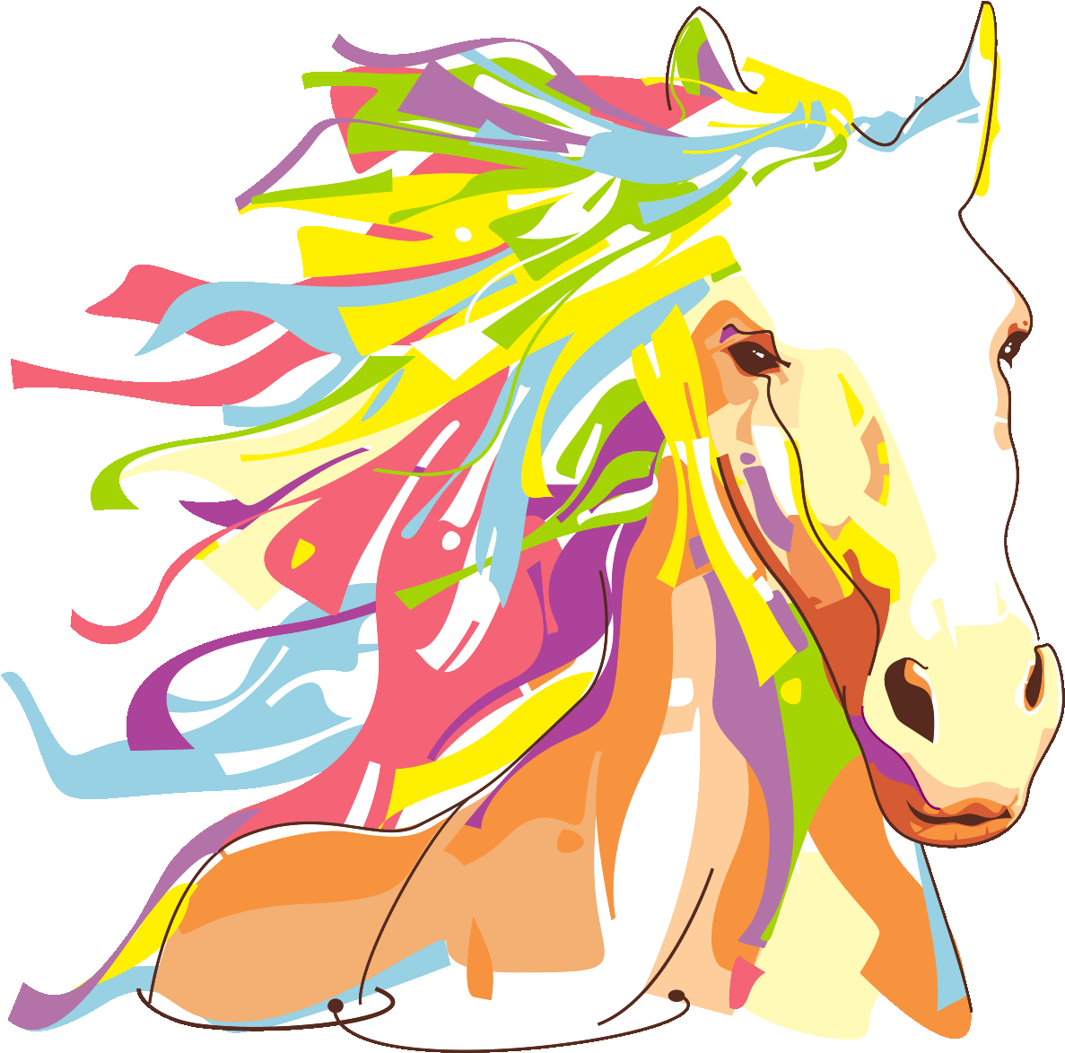 Sticker Pop Art Cheval Ambiance Sticker Col Sand A009 - Peinture Pop Art Cheval Clipart (1200x1200), Png Download