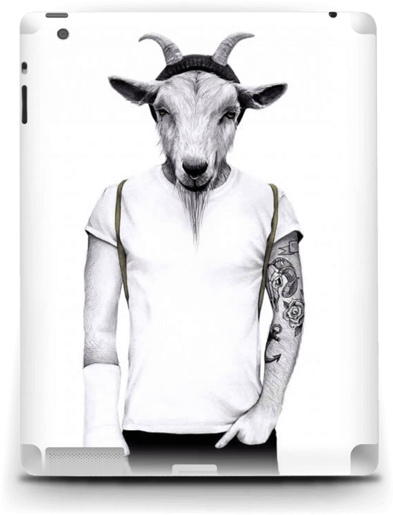 Hipster Goat Skin Ipad 4/3/2 - Plakat Interiør Clipart (618x800), Png Download
