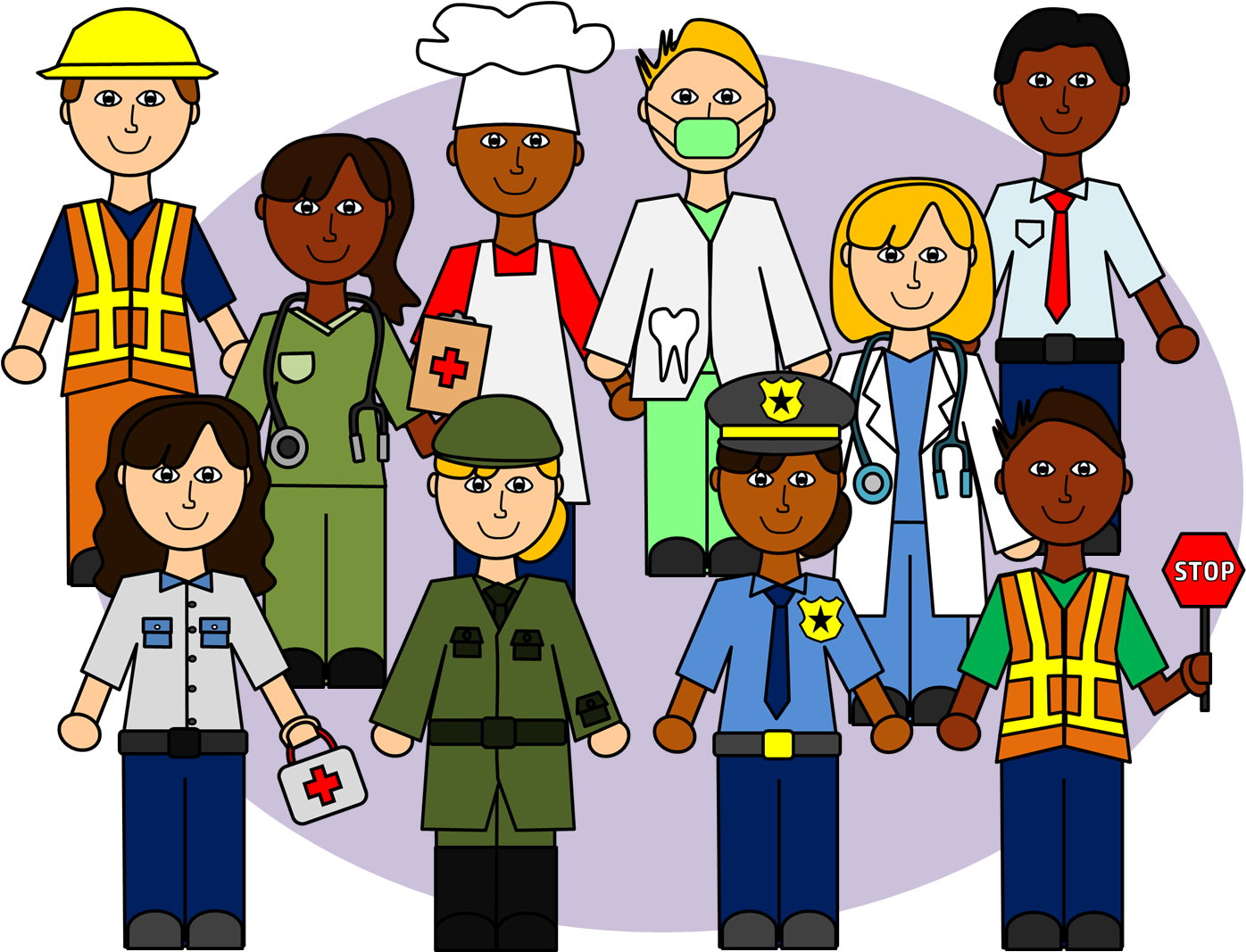 Community Helpers Clip Art Set Line Images, Firefighter - Community Helpers Clipart Transparent - Png Download (1402x1066), Png Download