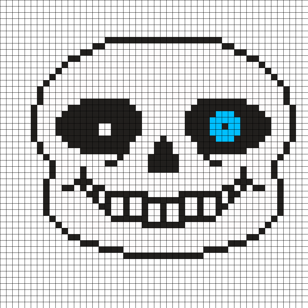 Sans Mask Undertale Perler Bead Pattern - Transparent Sans Blue Eye Clipart (1050x1050), Png Download