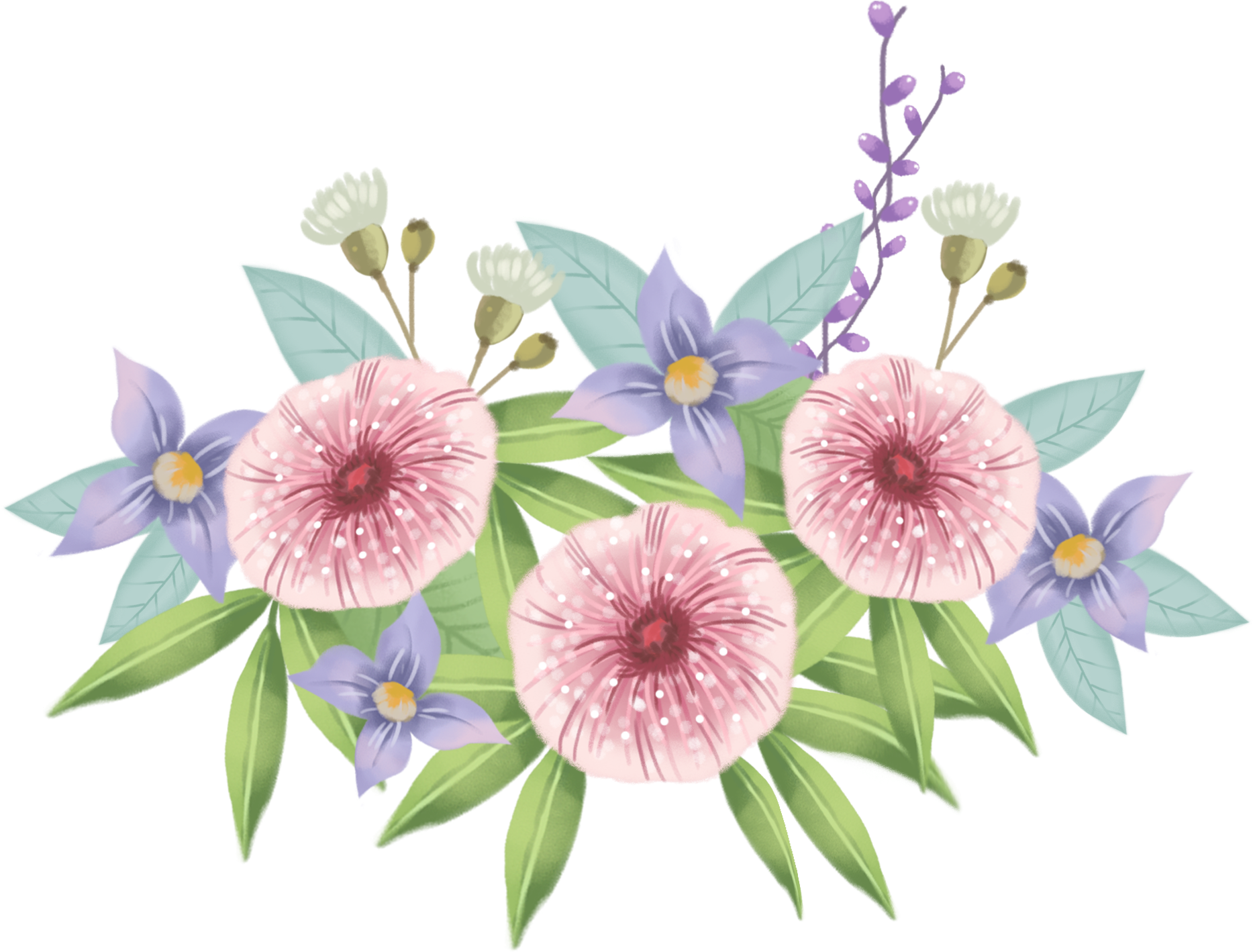 Decoration Hand Drawn Flower Plant Png And Psd - Cartoon Flower Clipart (2000x2000), Png Download