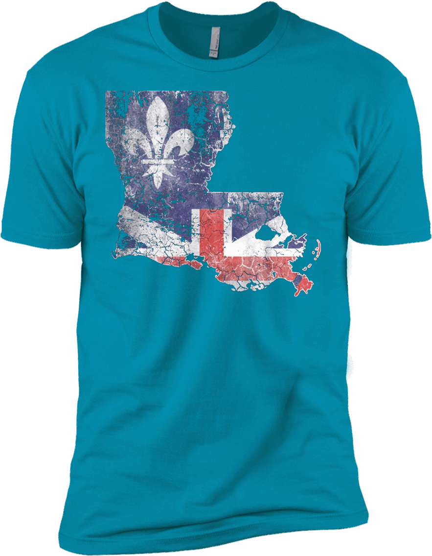 Vintage Baton Rouge Flag Louisiana Outline T Shirt - Active Shirt Clipart (883x1135), Png Download