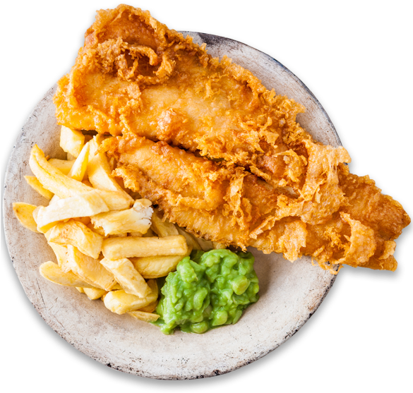 Fish And Chips Plate Clipart (585x557), Png Download