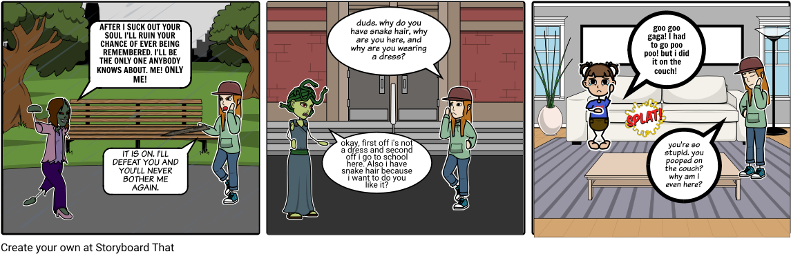 Zombie Girl, Nazgol Baby, Snake Hair Weirdo Boy,nazgol - Cartoon Clipart (1164x385), Png Download