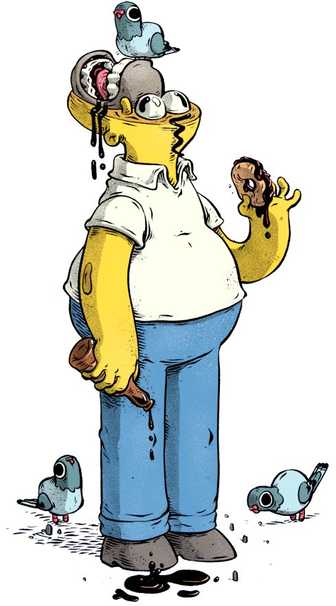 Homer Drawing Fox - Simpsons Digital Art Clipart (502x900), Png Download