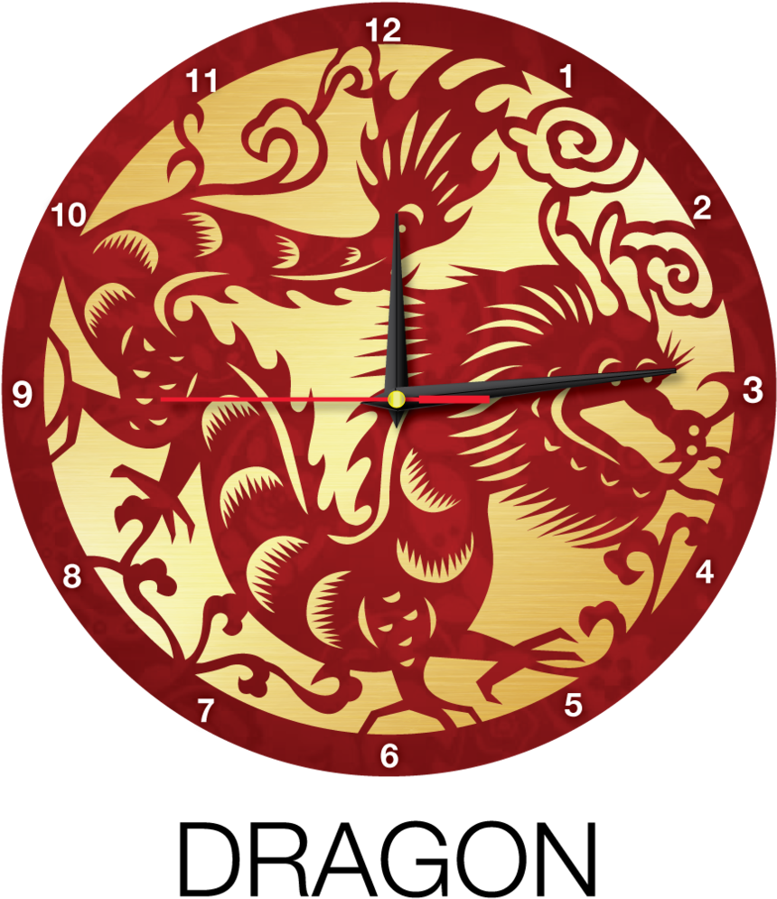 Dragon Chinese Clock Clipart (1000x1065), Png Download