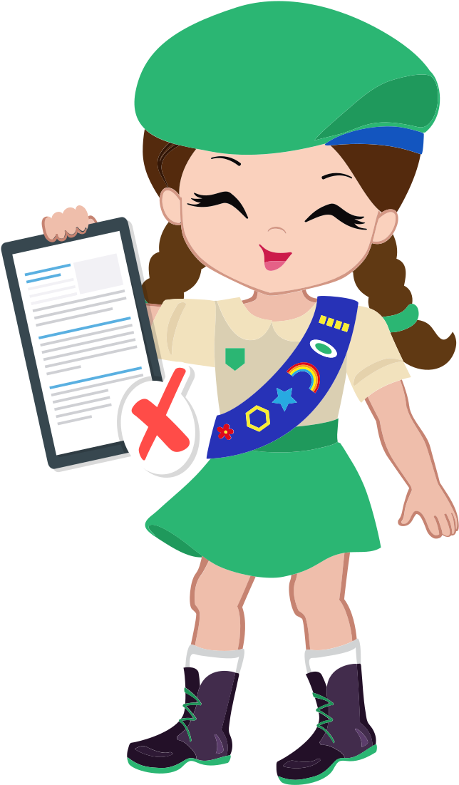The Opt-out Girl Scout Believes In Honesty, Confidentiality - Girl Scouts Cartoon Characters Clipart (1257x1224), Png Download