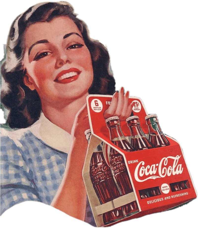Vintage Coca Cola Advertising Feat Woman - Coca Cola Ad 1940 Clipart (846x1046), Png Download