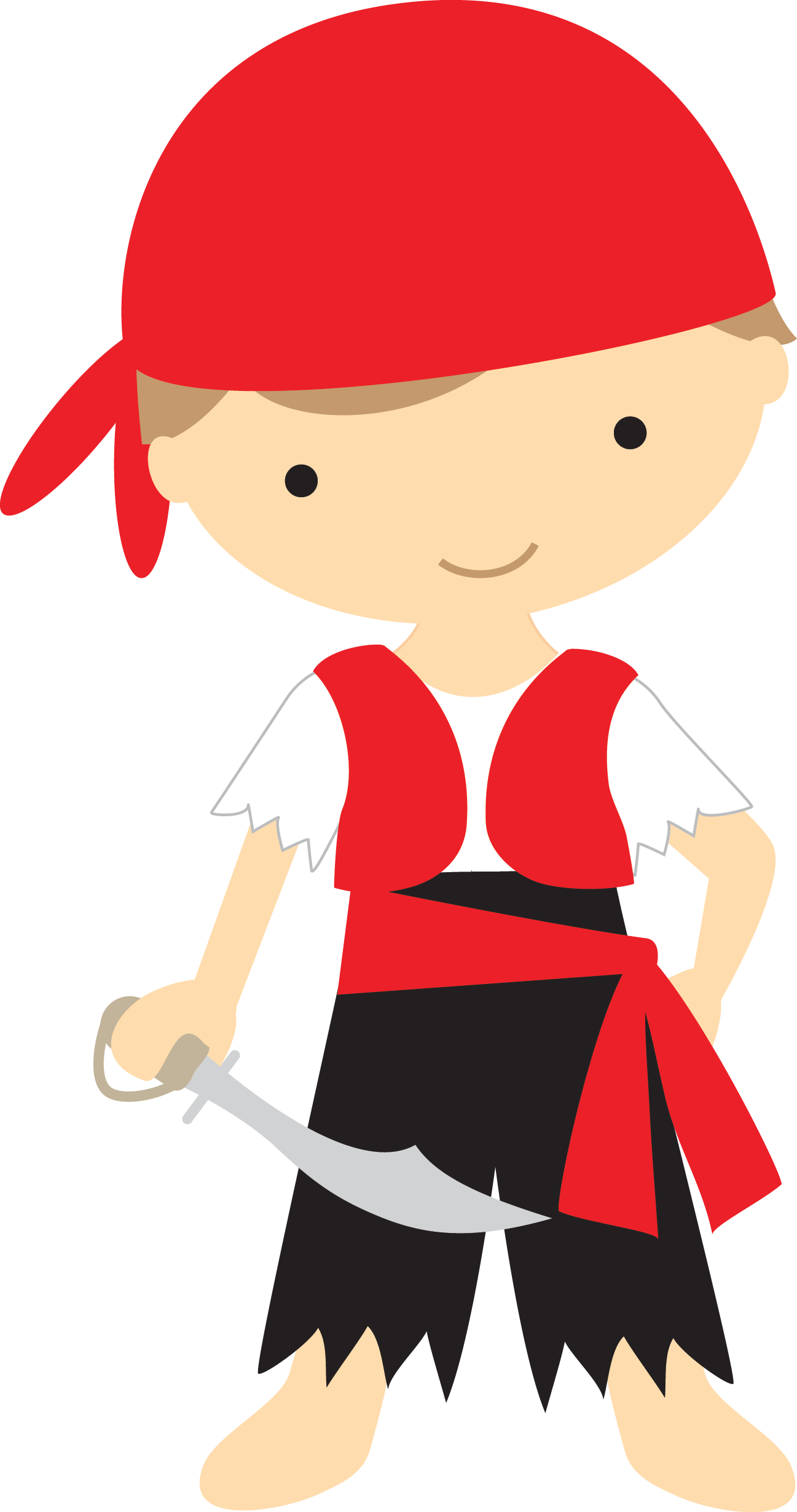 Drawing Pirates Pirate Theme - Infantil Pirata Dibujo Clipart (1297x2460), Png Download