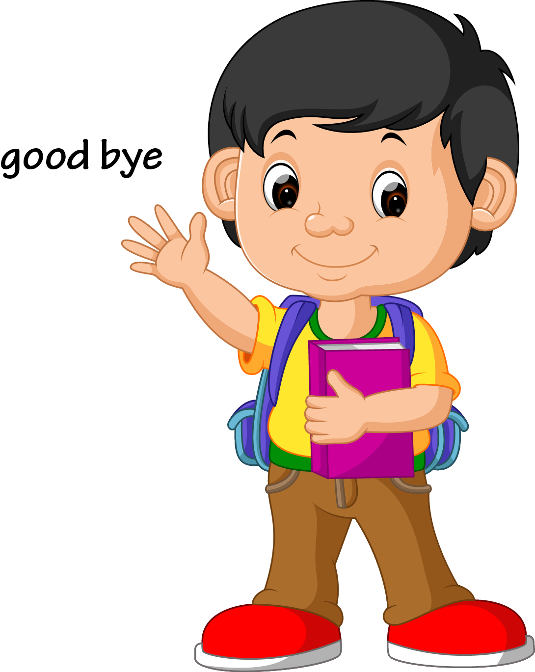 Stock Illustration School Clip Art Vector Kids - Goodbye Clipart - Png Download (1090x1369), Png Download