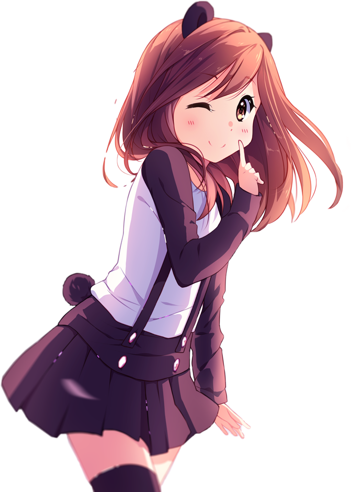 Kawaii Anime Animegirl Panda Japan Pandagirlfreetoedit - Anime Girl Kawaii Brown Hair Clipart (690x965), Png Download