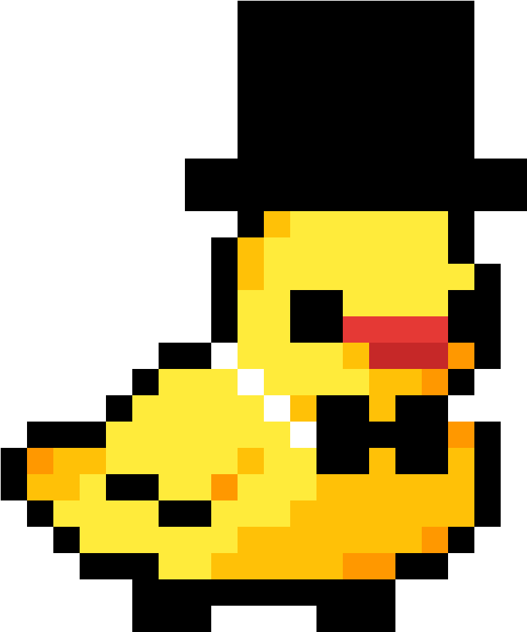 Rubber Ducky - Top Hat - Mario Fire Flower Pixel Png Clipart (1184x1184), Png Download