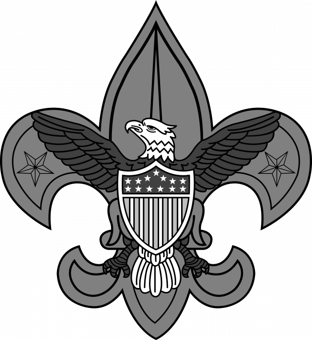 Black And White Boy Scouts Logo Clipart (641x700), Png Download