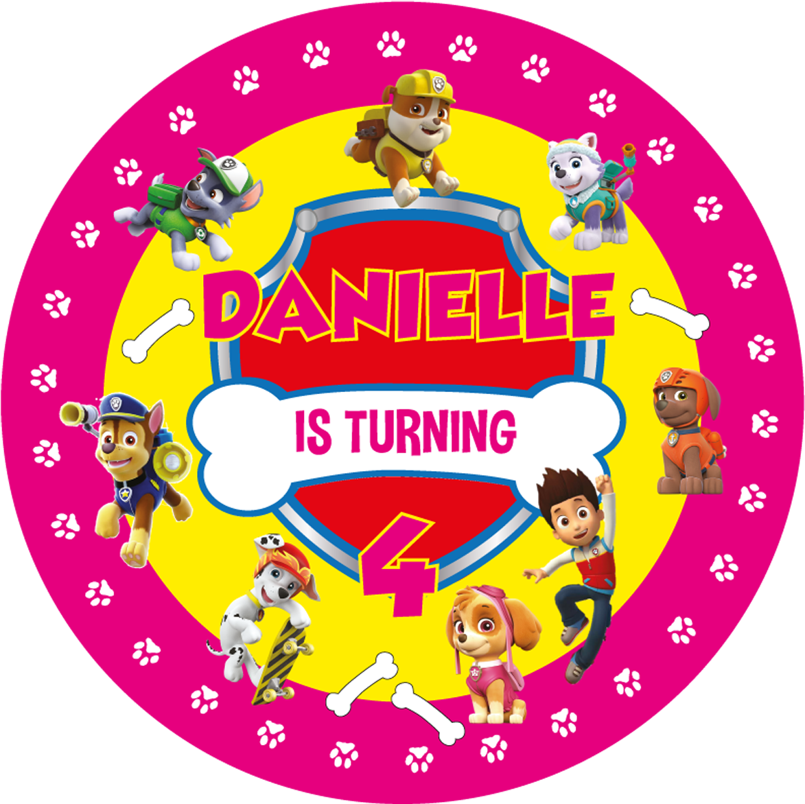 Paw Patrol Pink Party Box Stickers - Portable Network Graphics Clipart (1200x1200), Png Download
