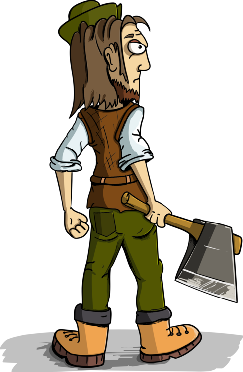 Lumberjack Axe Cartoon - Gambar Penebang Pohon Animasi Clipart (489x749), Png Download