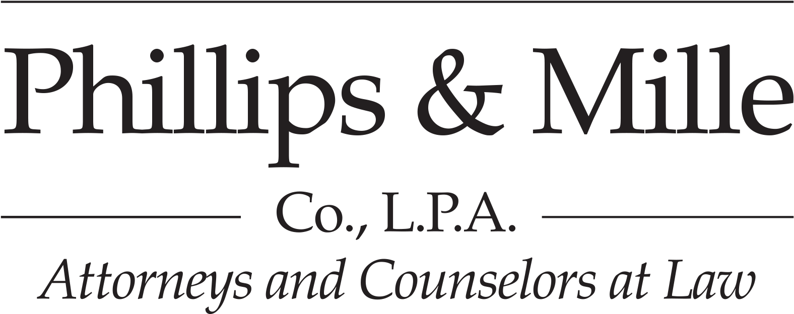 Phillips And Mille Logo - Black-and-white Clipart (2000x650), Png Download