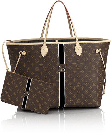 Neverfull Gm Mon Monogram Monogram Canvas - Designer Bag With Initials Clipart (740x560), Png Download