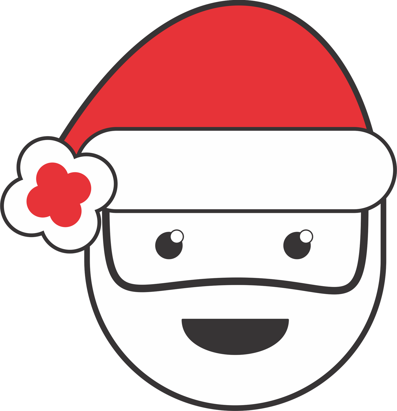 Red Colour Christmas Santa Claus Funny Face Clipart (1544x1600), Png Download