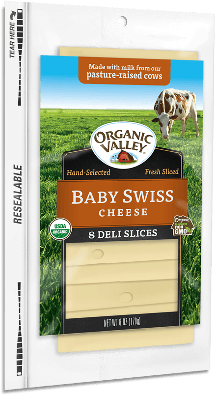 Baby Swiss Slices, - Organic Valley Cheese Slices Clipart (597x896), Png Download