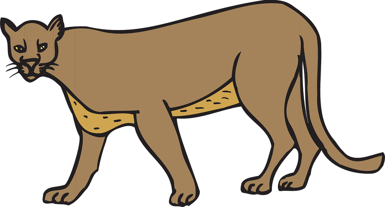 Cat Walking Animal Cougar Png Image - Clipart Cougar Transparent Png (1280x690), Png Download