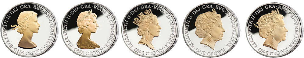 Queen's 90th Portrait Collection - Queen Elizabeth Portraits On Coins Clipart (1000x500), Png Download