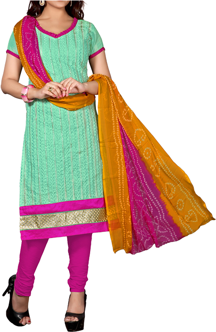 Lookslady Embroidered Light Salwar Suit - Silk Clipart (800x800), Png Download