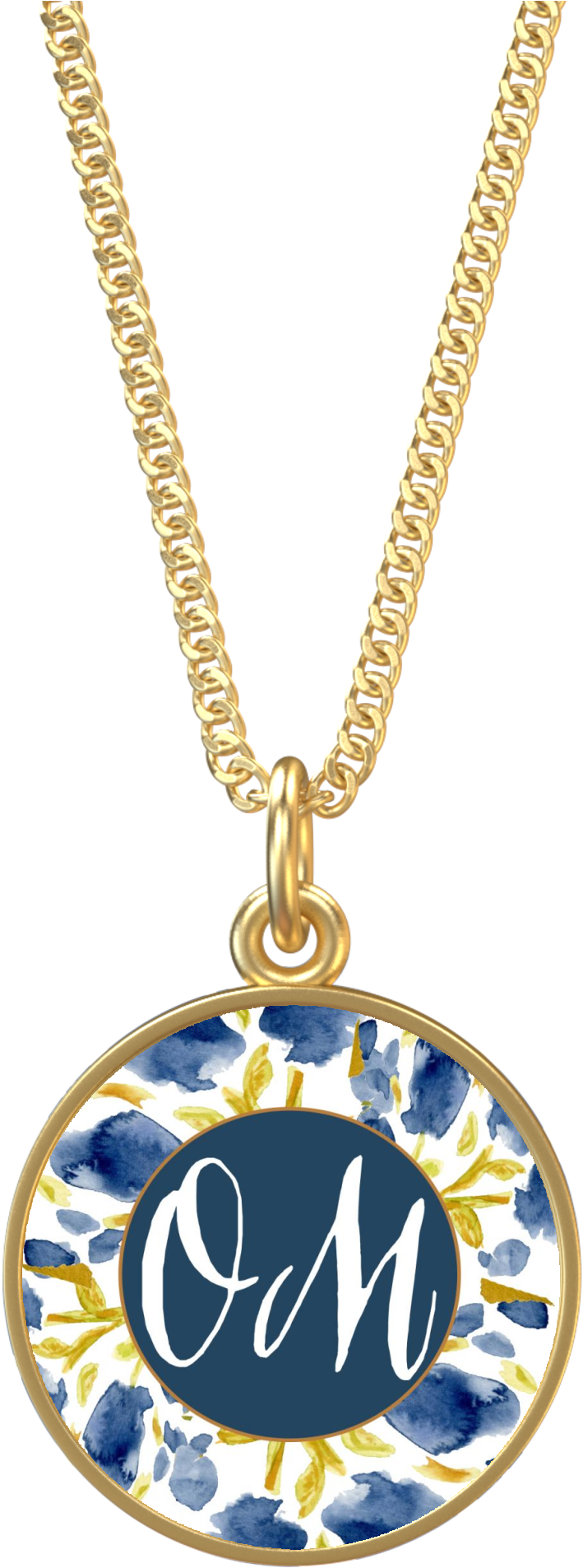 Om Round Gold Necklace - Necklace Clipart (709x1905), Png Download