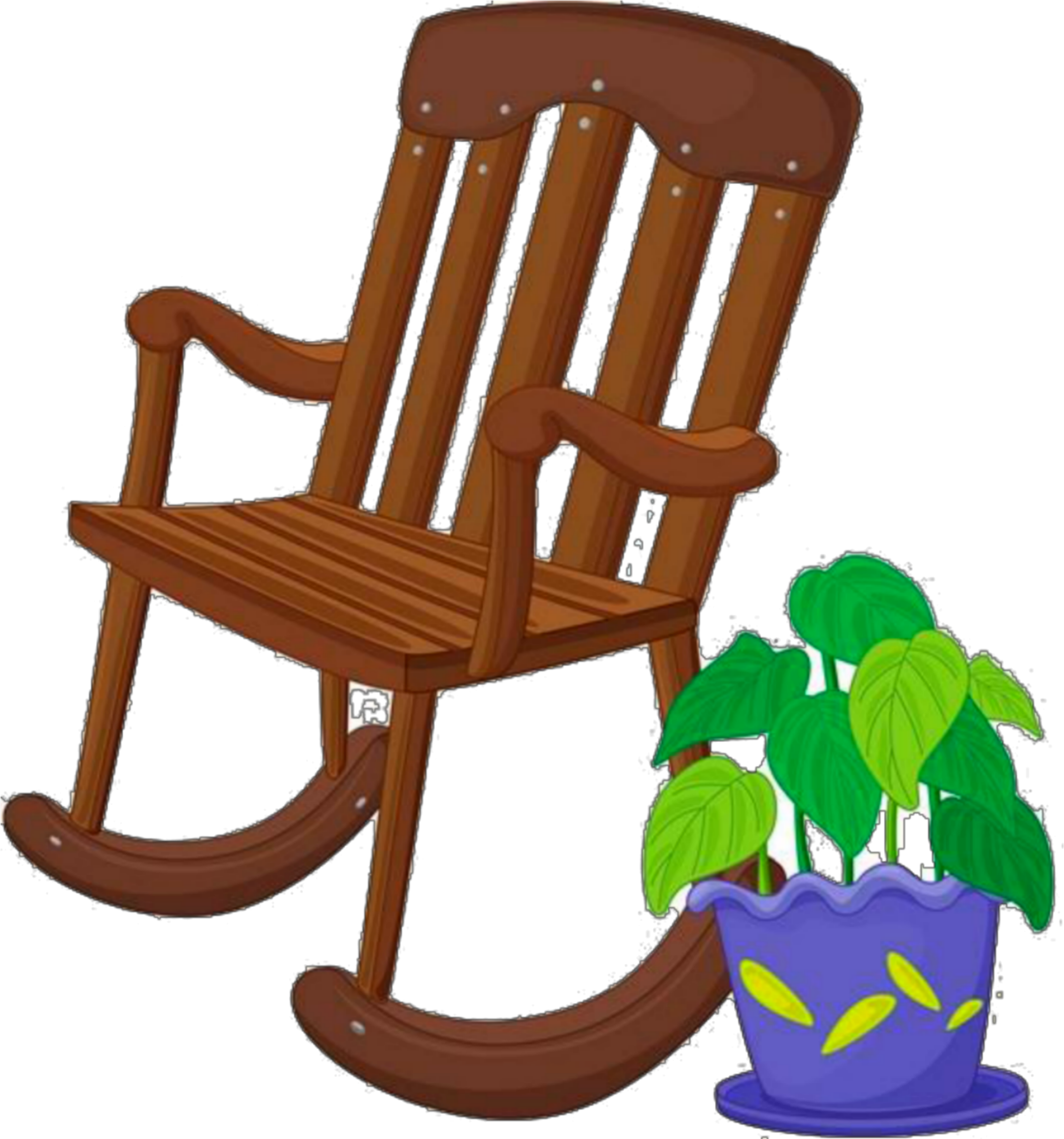 Ftestickers Clipart Chair Rockingchair Plant - Rocking Chair Cartoon - Png Download (2138x2290), Png Download