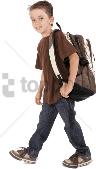 Free Png School Kids Walking Png Png Image With Transparent - Kid With Backpack Png Clipart (480x720), Png Download