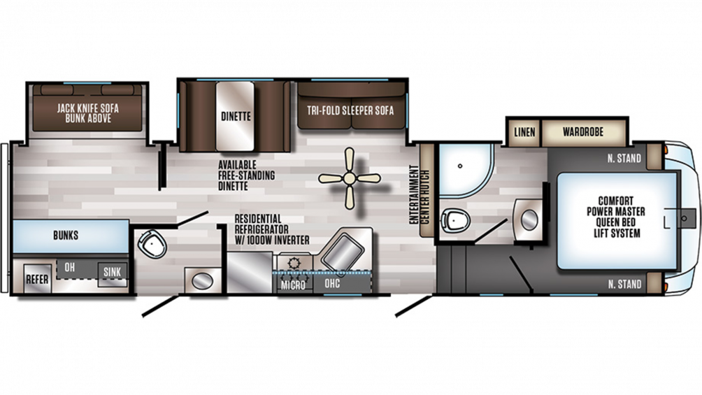 2020 Arctic Wolf 315tbh8 Floor Plan Img - Forest River Arctic Wolf Clipart (1004x565), Png Download