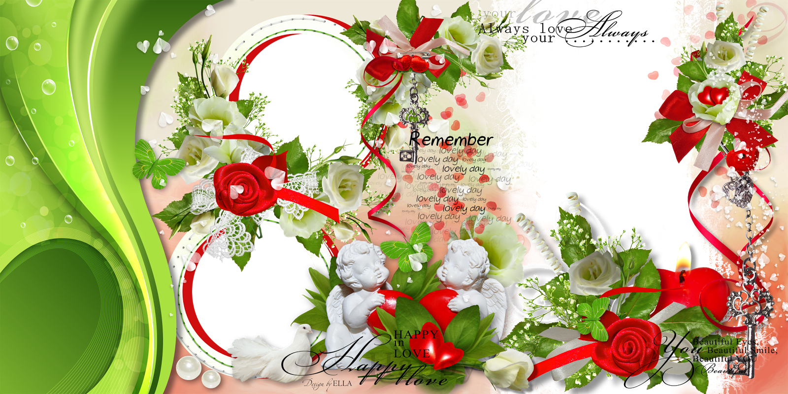 Wedding Love Frame Photoshop Png - Garden Roses Clipart (1600x800), Png Download