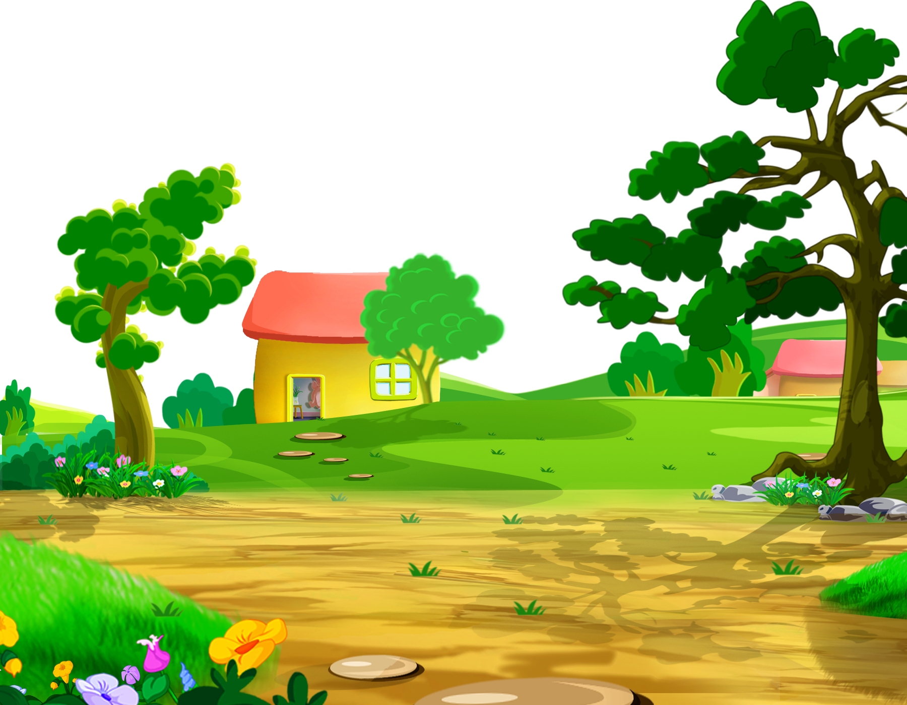 Hd Drawing Landscape - Cartoon Nature Png Clipart (1800x1400), Png Download